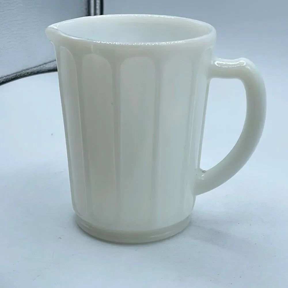 Vintage Hazel Atlas paneled or “ ribbon” pattern milk glass pitcher 1930’s/40’s